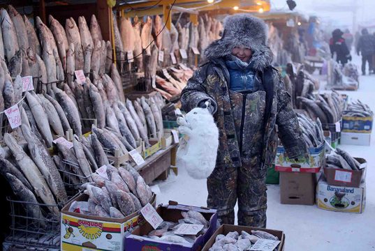 Най-студеният пазар в света се намира в Якутск, на минус 40 градуса продават риба и месо