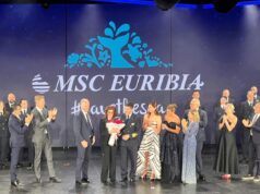 Новият круизен кораб MSC Euribia получи името си от София Лорен на бляскава церемония в Копенхаген