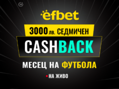 3000 лв. Седмичен Кешбек в “Месец на футбола” на efbet. Загубата може да се превърне в победа!